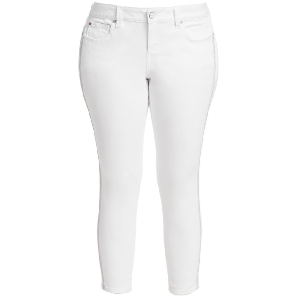Metallic stripe ankle skinny jeans